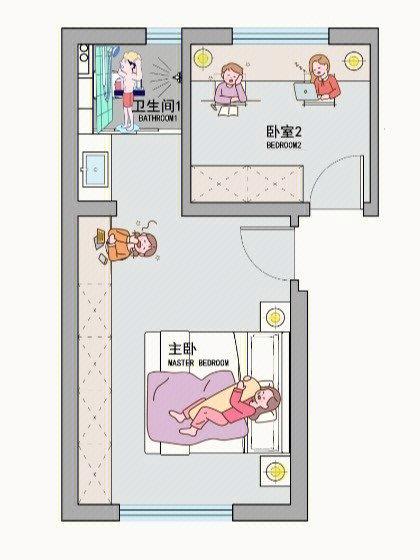 家装设计图效果图卧室怎么画-两个卧室中间是卫生间装修效果？