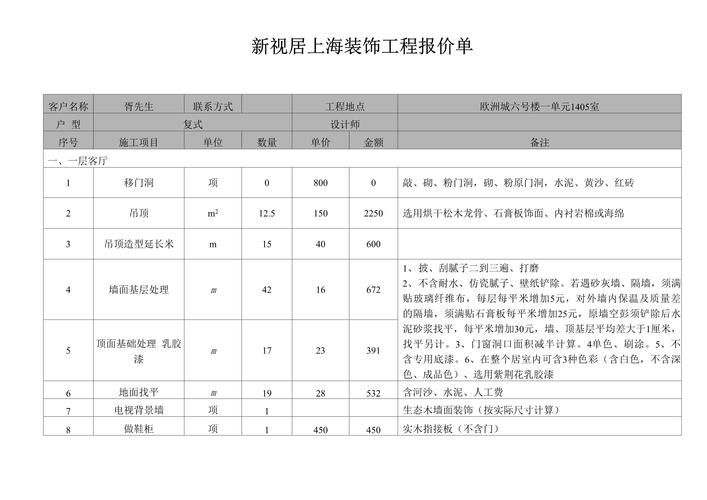 装修报价单明细表完整 清单图片-装修报价单明细？